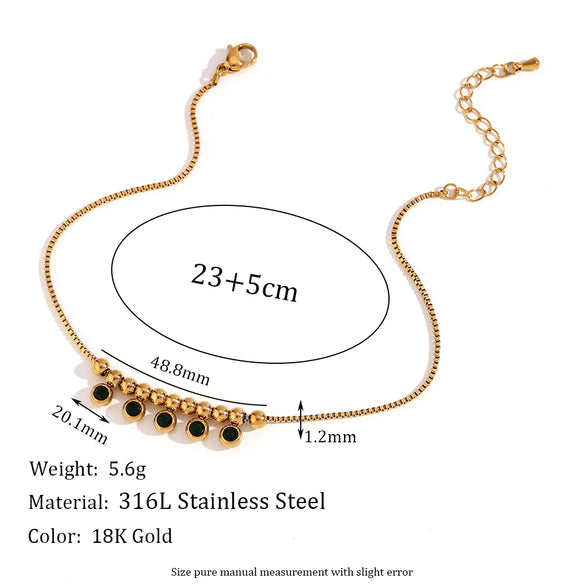 Wholesale Jewelry Basic Simple Style Classic Style Geometric 304 Stainless Steel Rhinestones 18K Gold Plated Plating Inlay Anklet