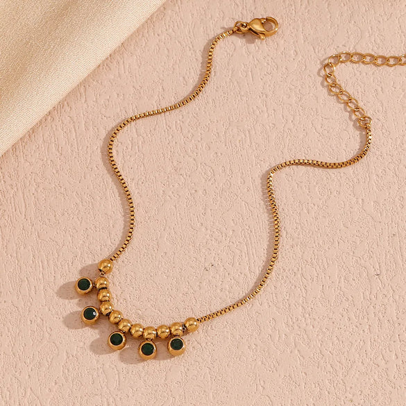 Wholesale Jewelry Basic Simple Style Classic Style Geometric 304 Stainless Steel Rhinestones 18K Gold Plated Plating Inlay Anklet