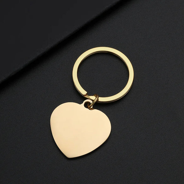 Basic Simple Style Customization Laser Engraving Heart Shape 201 Stainless Steel Plating Unisex Bag Pendant Keychain