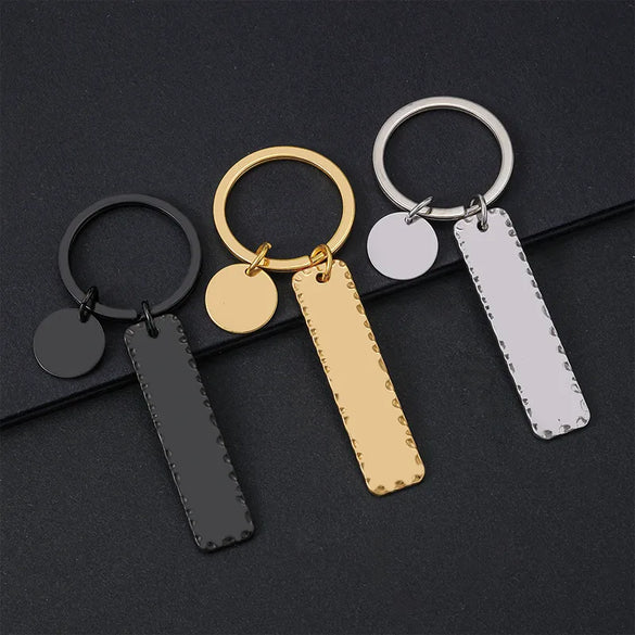 Basic Simple Style Customization Laser Engraving Long Strip 201 Stainless Steel Plating Unisex Bag Pendant Keychain