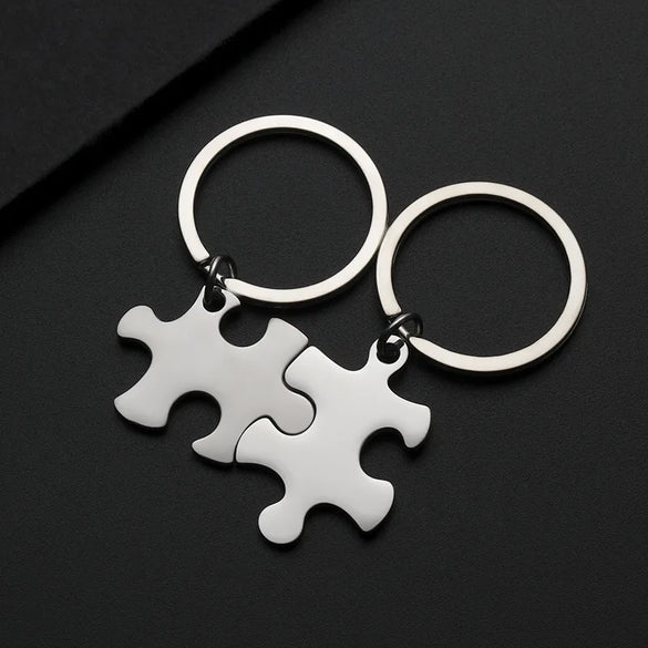 Basic Simple Style Jigsaw Customization Laser Engraving 201 Stainless Steel Plating Unisex Bag Pendant Keychain
