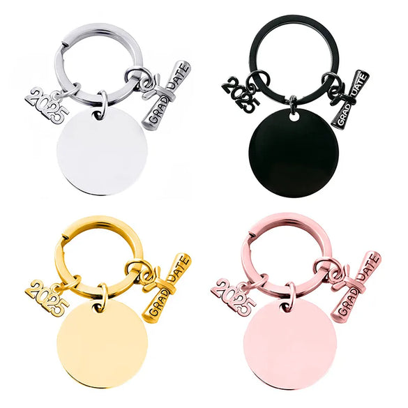 Basic Simple Style Round Letter Customization Laser Engraving 201 Stainless Steel Plating Unisex Bag Pendant Keychain