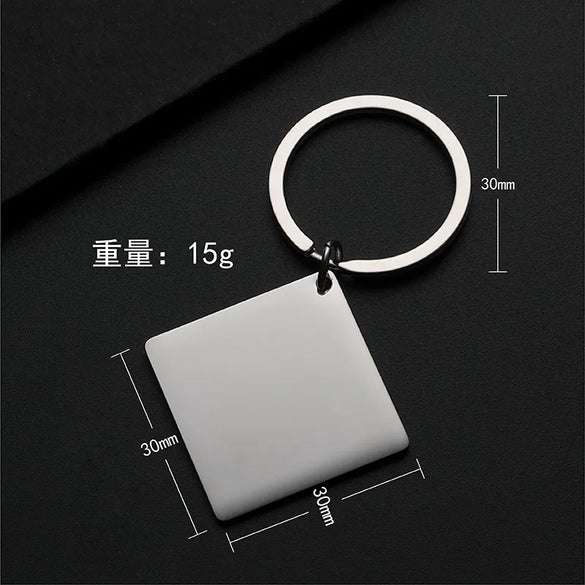 Basic Simple Style Square Customization Laser Engraving 201 Stainless Steel Plating Unisex Bag Pendant Keychain