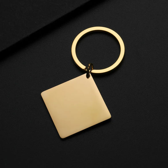 Basic Simple Style Square Customization Laser Engraving 201 Stainless Steel Plating Unisex Bag Pendant Keychain