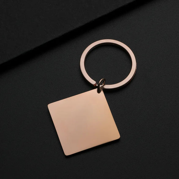 Basic Simple Style Square Customization Laser Engraving 201 Stainless Steel Plating Unisex Bag Pendant Keychain