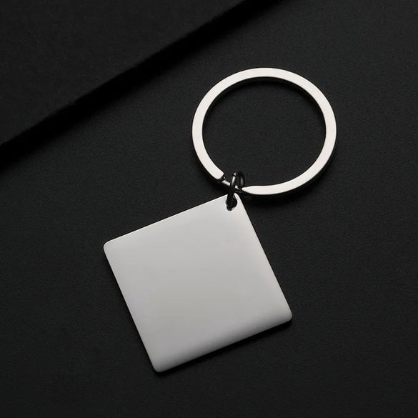 Basic Simple Style Square Customization Laser Engraving 201 Stainless Steel Plating Unisex Bag Pendant Keychain