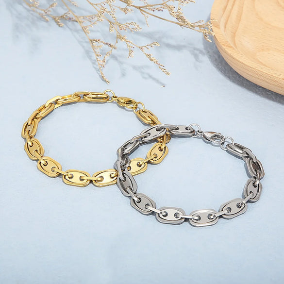 Basic Solid Color Titanium Steel Plating 18K Gold Plated Women'S Bracelets