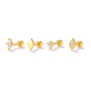 Basic Stacked Threepiece Set Of Sterling Silver Earrings With Stars And Love Shapes Electroplated