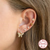 Basic Stacked Threepiece Set Of Sterling Silver Earrings With Stars And Love Shapes Electroplated