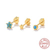 Basic Stacked Threepiece Set Of Sterling Silver Earrings With Stars And Love Shapes Electroplated