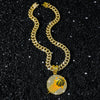 Basketball Logo Pendant Necklace Hiphop Style Alloy Cuban Chain Electroplated