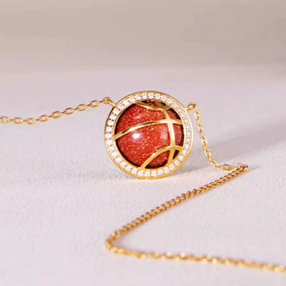 Basketball Necklace For Women Copper Electroplated Geometric Style O Chain