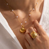 Beach Accessories Shell Ring Stainless Steel Electroplated 18K Gold Geometric Style