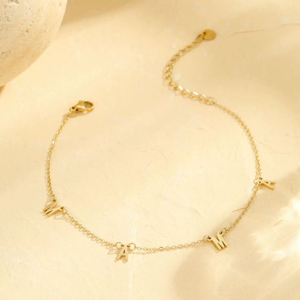 Beach Anklet Stainless Steel Multilayered Stacked Letter Geometric Style Unisex