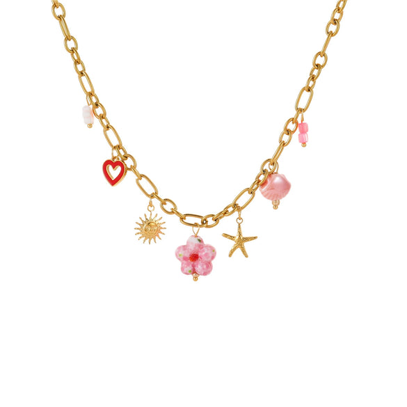 Beach Conch Flower Necklace Stainless Steel 18K Gold Plated Animal Zodiac Geometric Bow Pattern Fashion Ol Style