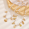 Beach Necklace Pendant Alloy Ccb Electroplating Animal Zodiac Starfish Conch Shell Imitation Pearl Beads For Women
