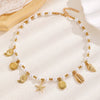 Beach Necklace Pendant Alloy Ccb Electroplating Animal Zodiac Starfish Conch Shell Imitation Pearl Beads For Women