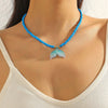 Beach Ocean Style Fishtail Shell Pendant Necklace With Beads Polish Finished Women's Jewelry