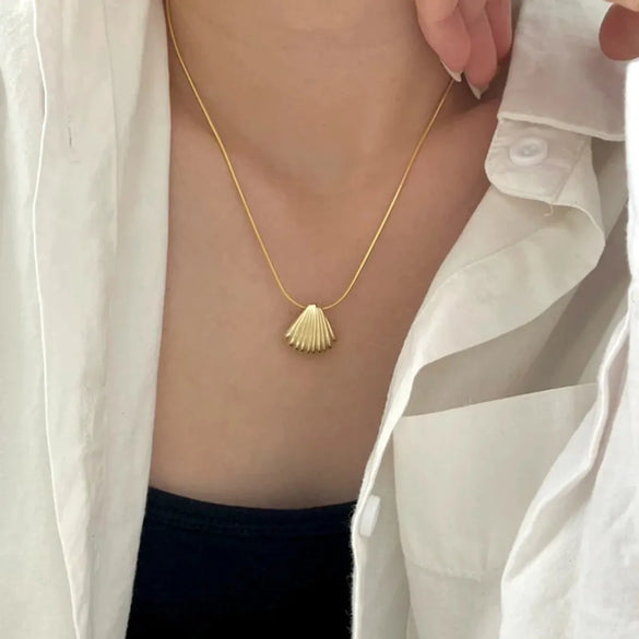 Beach Shell Stainless Steel Plating Pendant Necklace