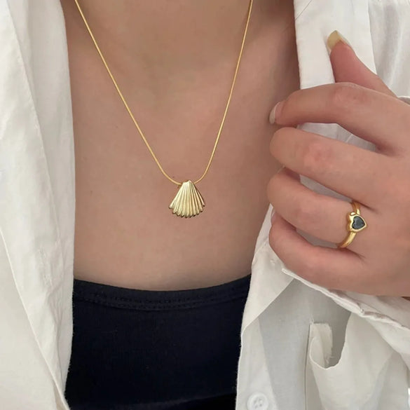 Beach Shell Stainless Steel Plating Pendant Necklace