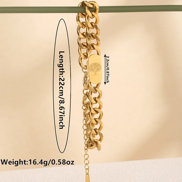 Beach Simple Style Palm Tree 304 Stainless Steel Stainless Steel Bracelets In Bulk