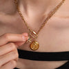 Beach Starfish Conch Pendant Necklace 316L Stainless Steel 18K Gold Plated Eight Eyes Pattern