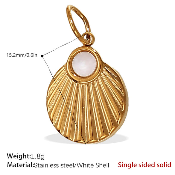 Beach Starfish Conch Pendant Necklace 316L Stainless Steel 18K Gold Plated Eight Eyes Pattern