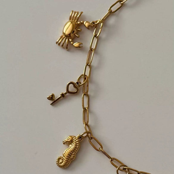 Beach Starfish Conch Pendant Shell Necklace Stainless Steel 18K Gold Plated Electroplated Natural Style Ochain