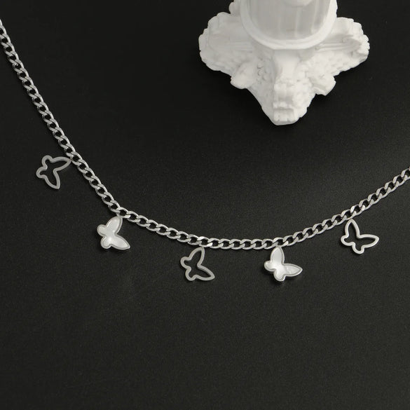 Beach Streetwear Butterfly 304 Stainless Steel Hollow Out Inlay Shell 18K Gold Plated Women'S Anklet