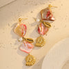 Beach Style Shell Tassel Conch Pearl Stainless Steel And 18K Electroplated Earrings