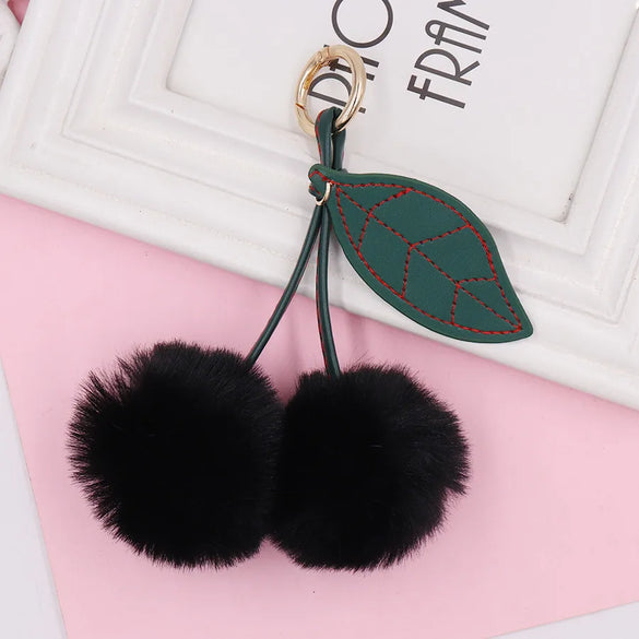 Beach Sweet Cherry Imitate Rex Rabbit Fur Alloy Women'S Keychain