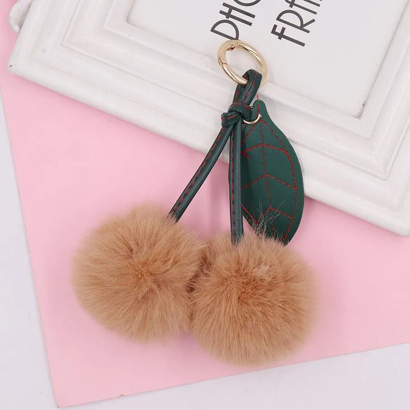 Beach Sweet Cherry Imitate Rex Rabbit Fur Alloy Women'S Keychain