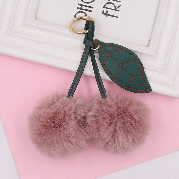 Beach Sweet Cherry Imitate Rex Rabbit Fur Alloy Women'S Keychain