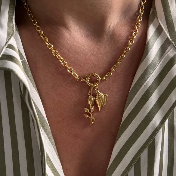 Beach Wind Shell Stainless Steel And Titanium Steel Necklace With Starfish For Women Electroplated