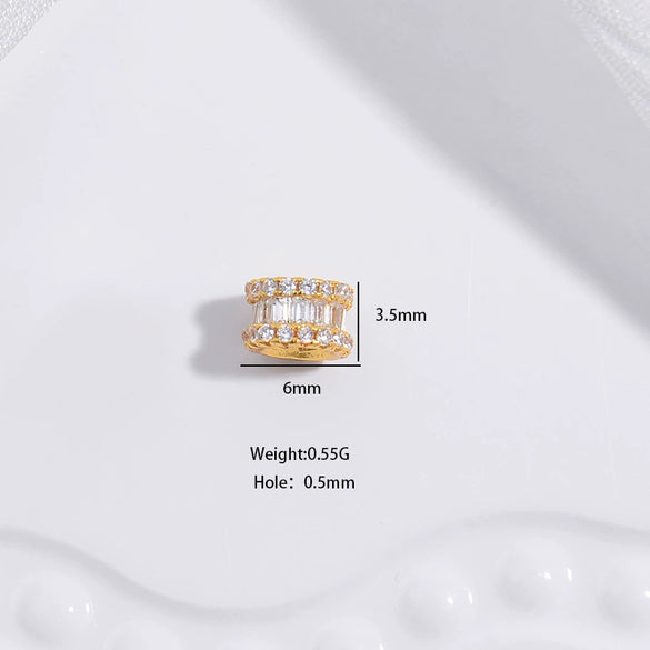 Bead Accessories Silver Handmade Gear Pattern Round Beads Zirconia