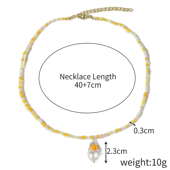 Bead Necklace Artificial Crystal Geometric Simple Light Luxury Electroplating Women's