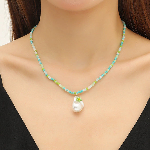 Bead Necklace Artificial Crystal Geometric Simple Light Luxury Electroplating Women's