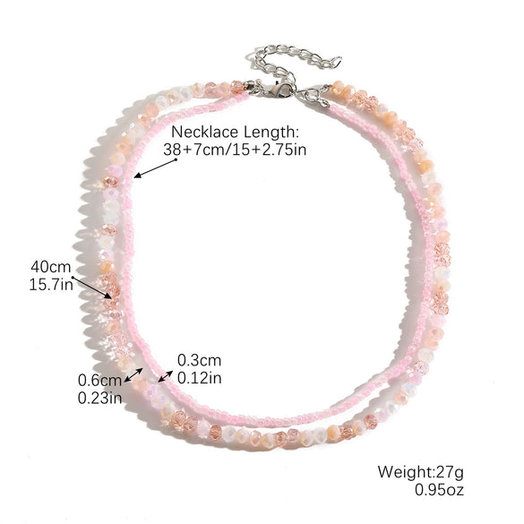 Bead Necklace Artificial Crystal Geometric Simple Light Luxury Electroplating Women's