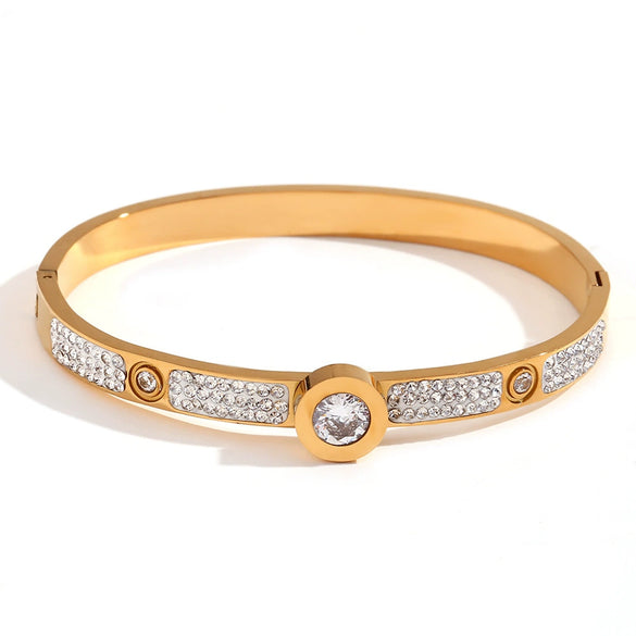 Bead String Bracelet Stainless Steel Geometric 18K Gold Plated Electroplated For Women