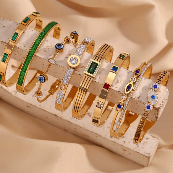 Bead String Bracelet Stainless Steel Geometric 18K Gold Plated Electroplated For Women