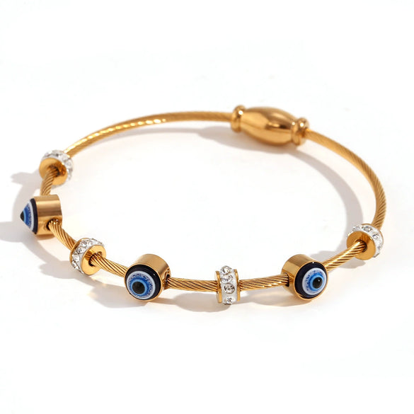 Bead String Bracelet Stainless Steel Geometric 18K Gold Plated Electroplated For Women