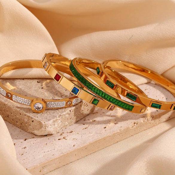 Bead String Bracelet Stainless Steel Geometric 18K Gold Plated Electroplated For Women