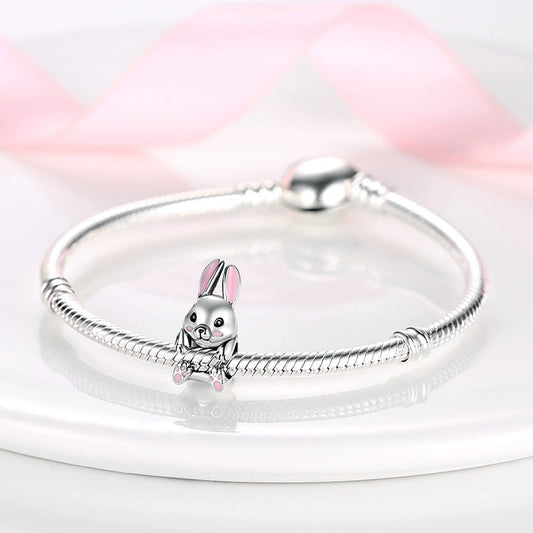 Beaded Accessories Copper Silverplated Animal Owl Rabbit Dripping Oil Design Diy Bracelet Pendant Accessories
