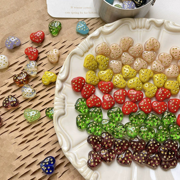 Beaded Accessories Glass Glazed Love Shape Retro Wave Dot Fuel Injection Bracelet Necklace Mobile Phone Chain