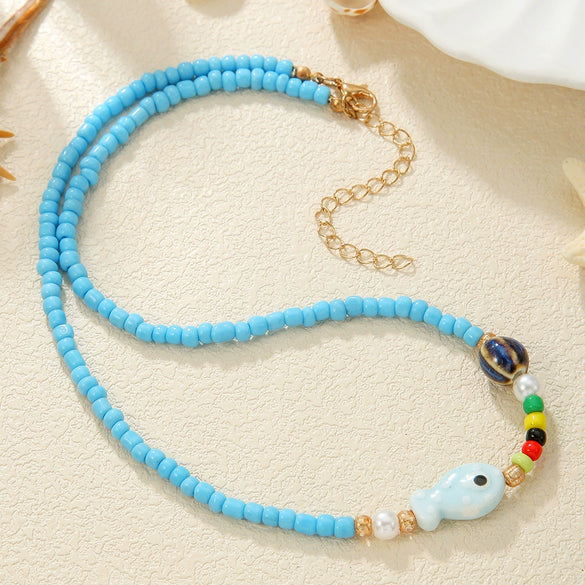 Beaded And Resin Animal Zodiac Style Electroplated Necklace And Bracelet
