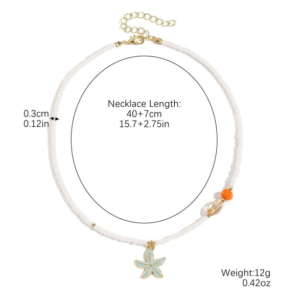 Beaded Bohemian Women's Necklace With Artificial Crystal Ceramic Pendant Electroplated Ball Chain Constellation Heart Flower Drop Shape Geometric Design
