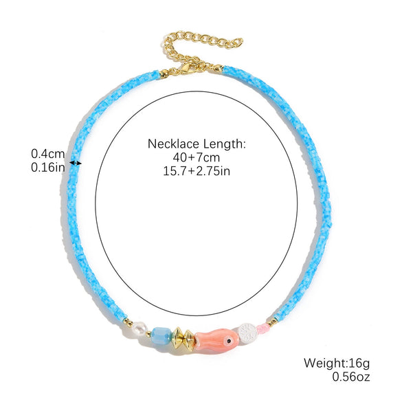 Beaded Bohemian Women's Necklace With Artificial Crystal Ceramic Pendant Electroplated Ball Chain Constellation Heart Flower Drop Shape Geometric Design