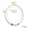Beaded Bohemian Women's Necklace With Artificial Crystal Ceramic Pendant Electroplated Ball Chain Constellation Heart Flower Drop Shape Geometric Design