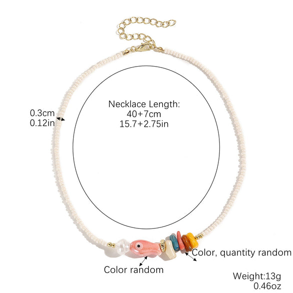 Beaded Bohemian Women's Necklace With Artificial Crystal Ceramic Pendant Electroplated Ball Chain Constellation Heart Flower Drop Shape Geometric Design