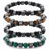 Beaded Bracelet Malachite Black Gallstone Tiger Eye Stone Volcanic Stone Handmade Fashion Geometric Unisex
